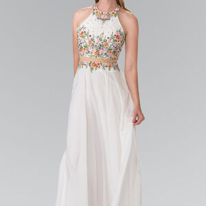 High Neckline Cocktail Long Dress